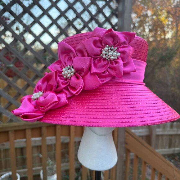 PINK HAT KENTUCKY DERBY OR CHURCH SERVICE HAT! - Picture 4 of 10